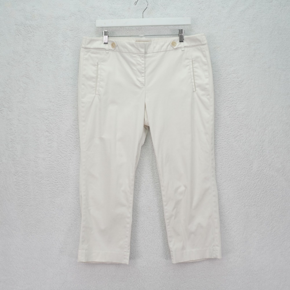 Ann Taylor Loft White Dress Marissa Chino Capri Pants -12  37 / 24- Mid Rise Cot